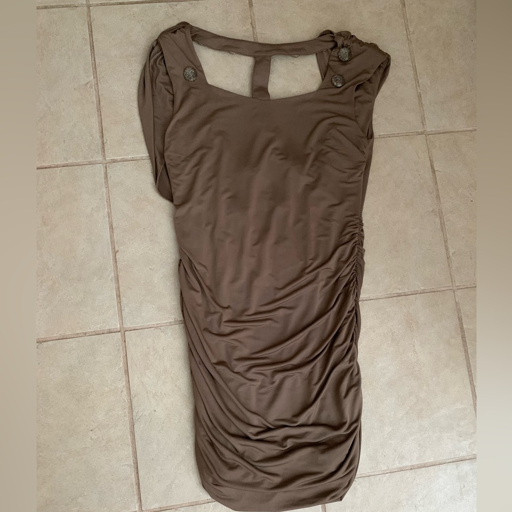Italian Gracia Taupe Mini Dress Tunic L